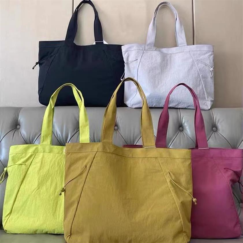 Lu Side Cinch Shopper Bag Shopping Handväska saker säckar stor kapacitet multifunktionell fitness 18l bältespåse Urban ryggsäck med BR276A