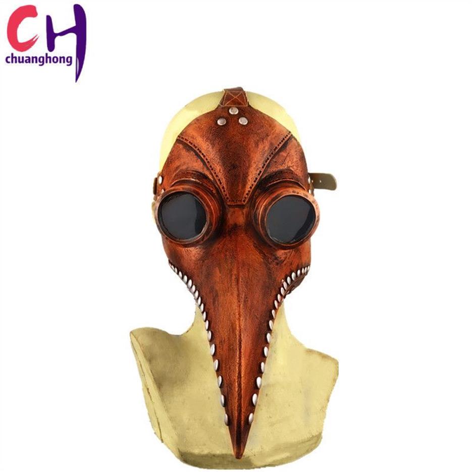 Masque de peste bec oiseau vapeur Punk masque Long nez Cosplay fantaisie gothique rétro Rock cuir Halloween beak330o