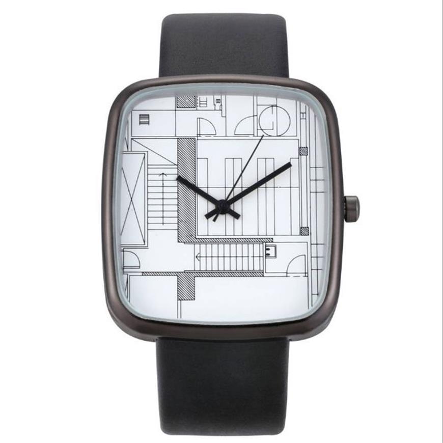 Creative Art Simple Dial cwp Quartz Womens Watch WISH Fashion Rectangular Watches 36MM Diameter Graceful Wristwatches220d