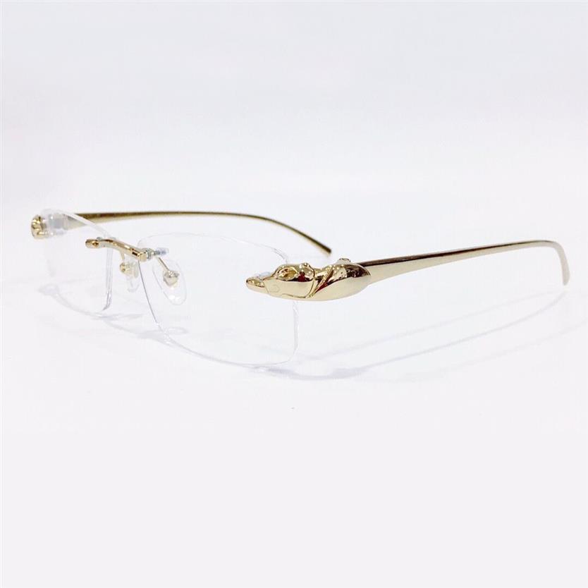 نظارات النظارات إطارات غير مصنوعة من النظارات البصرية المعدنية بدون إطار إطار الذهب. عدسة صافية للرجال