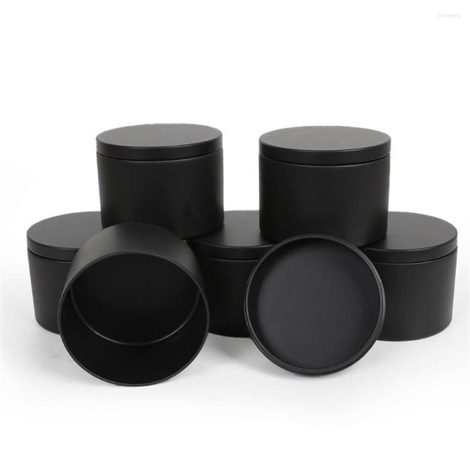 Lagringsflaskor 8oz Candle Tin Pack med lock Bulk DIY Black Containers burk för att göra ljus konst hantverk gåvor272w