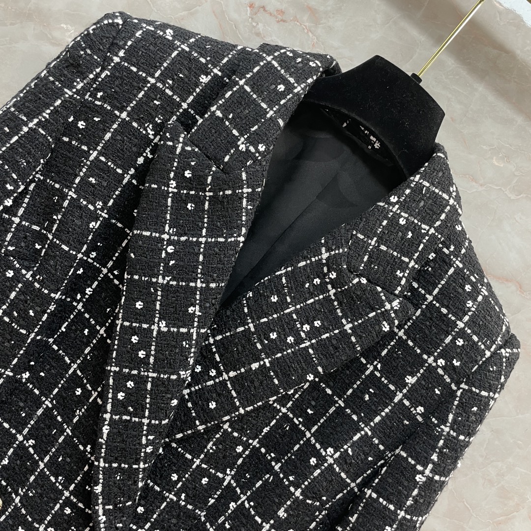 Vinatge – manteaux longs à pois noirs pour femmes, col à revers, manches longues, styliste, doubles boutons, poches, vestes longues, 121156