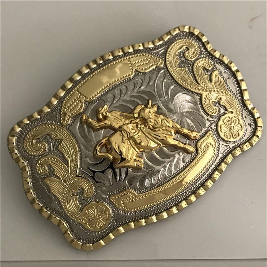 Silver Gold Ride Bull Cowboy Belt Buckle For Men Hebillas Cinturon Jeans Belt Head Fit 4cm Wide Belt295L