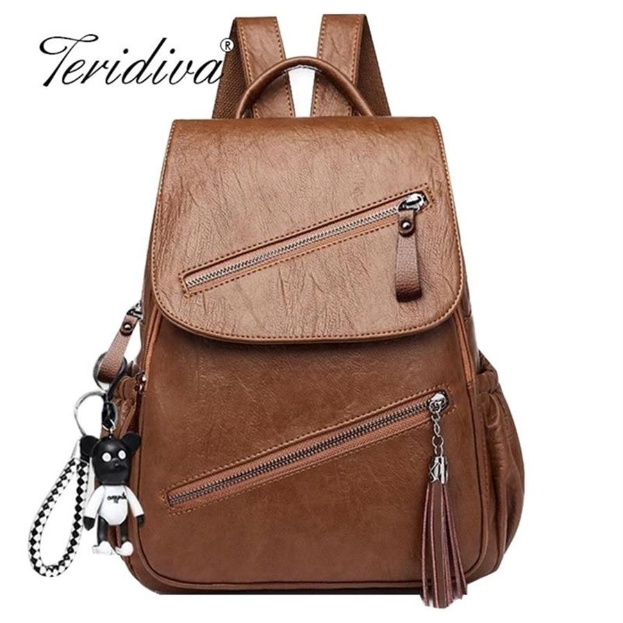 Tamels vintage Backpack Women Retro PU PU RUCKSACK BIG CAPACIDADE SACA ESCOLA PARA GIRLA VIAGENS BOLSAS Y2012242582