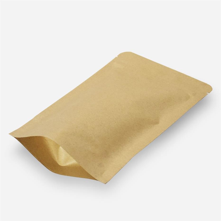 11x18 5cm Brown Kraft Paper Stand Up Package Bag Zip lock Package Mylar Doypack Zipper Zip Lock Dried Food Snack Packin2368