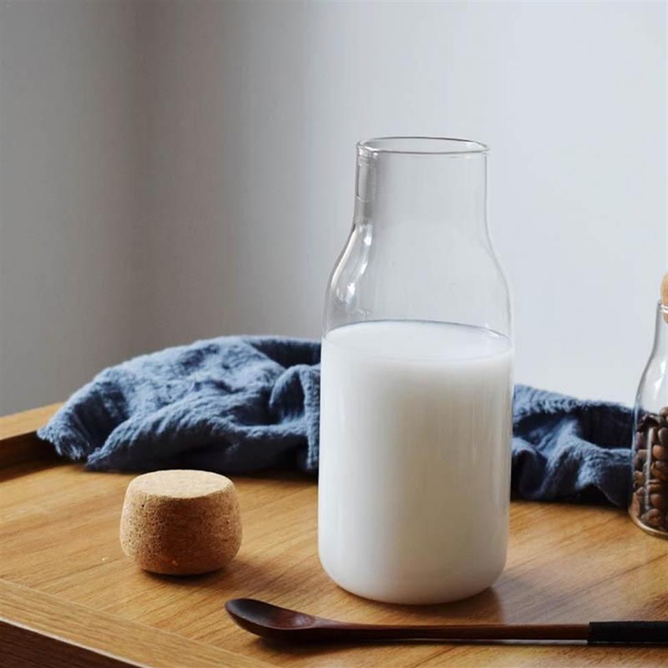 Nuova bottiglia di vetro in sughero resistente al calore Bottiglia di succo di latte Trasparente Contenitore di stoccaggio sigillato caffè Drop2482