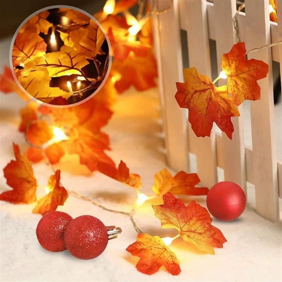 Guirlande lumineuse LED en forme artificielle d'automne, 1, 5, 2, 3M, DIY, décorations de fête, d'anniversaire, de noël, pour maison, 327T