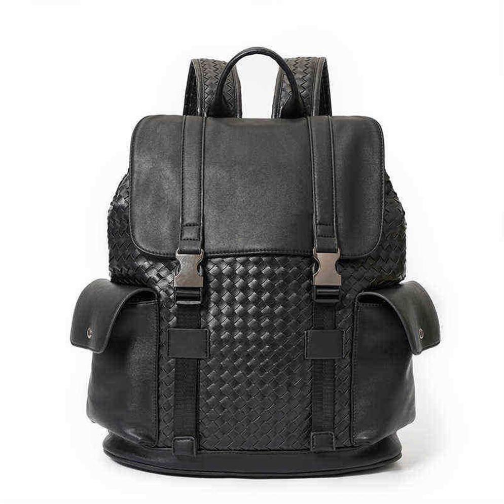 Bolsa escolar Famou Designer Backpack Men Travel Bag Laptop Computador Backapck Weave Leather Bagpack Moda Mochila Hombre Sac 2207282720