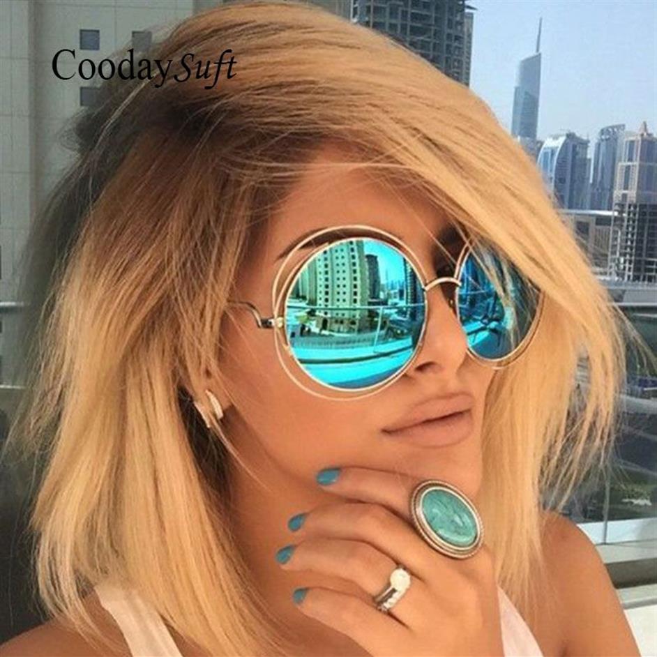 Coodaysuft Round Rounds Sunglasses كلاسيكي كبير الحجم كبير الحجم الرجعية نظارات الشمس المرآة سيدة أنثى UV400 3167