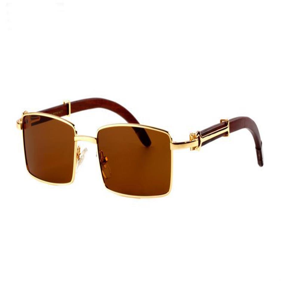 Buffalo Horn Glasses Rimless Fashion Mens Designer Brand Solglasögon White Blalk Red Lens Bamboo Wood Solglasögon Män trä Eyegla281a