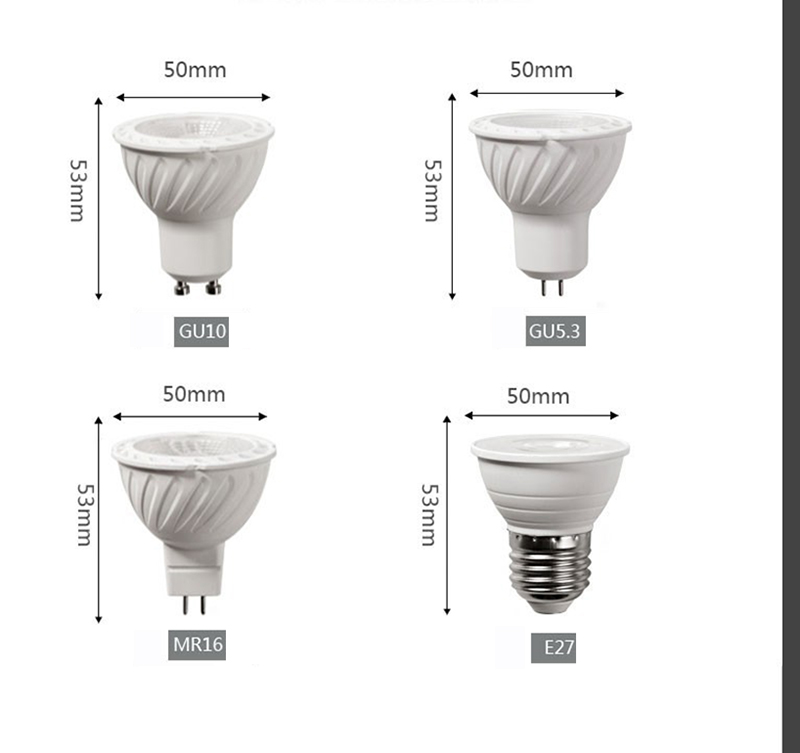 보발 된 조명 MR16 GU5.3 GU10 E27베이스 110V 220V에 대한 Dimmable 6W COB LED 스포트라이트