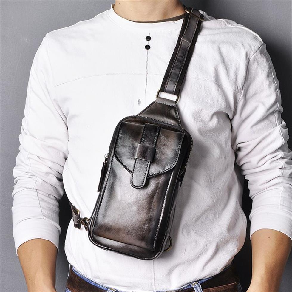 Сумки для талии высочайшего качества мужчин оригинальный кожаный винтажный дизайн Fanny Wasit Dest Pack Sling Sling Crossbode Bag Daypack XB571-DB 2103052116