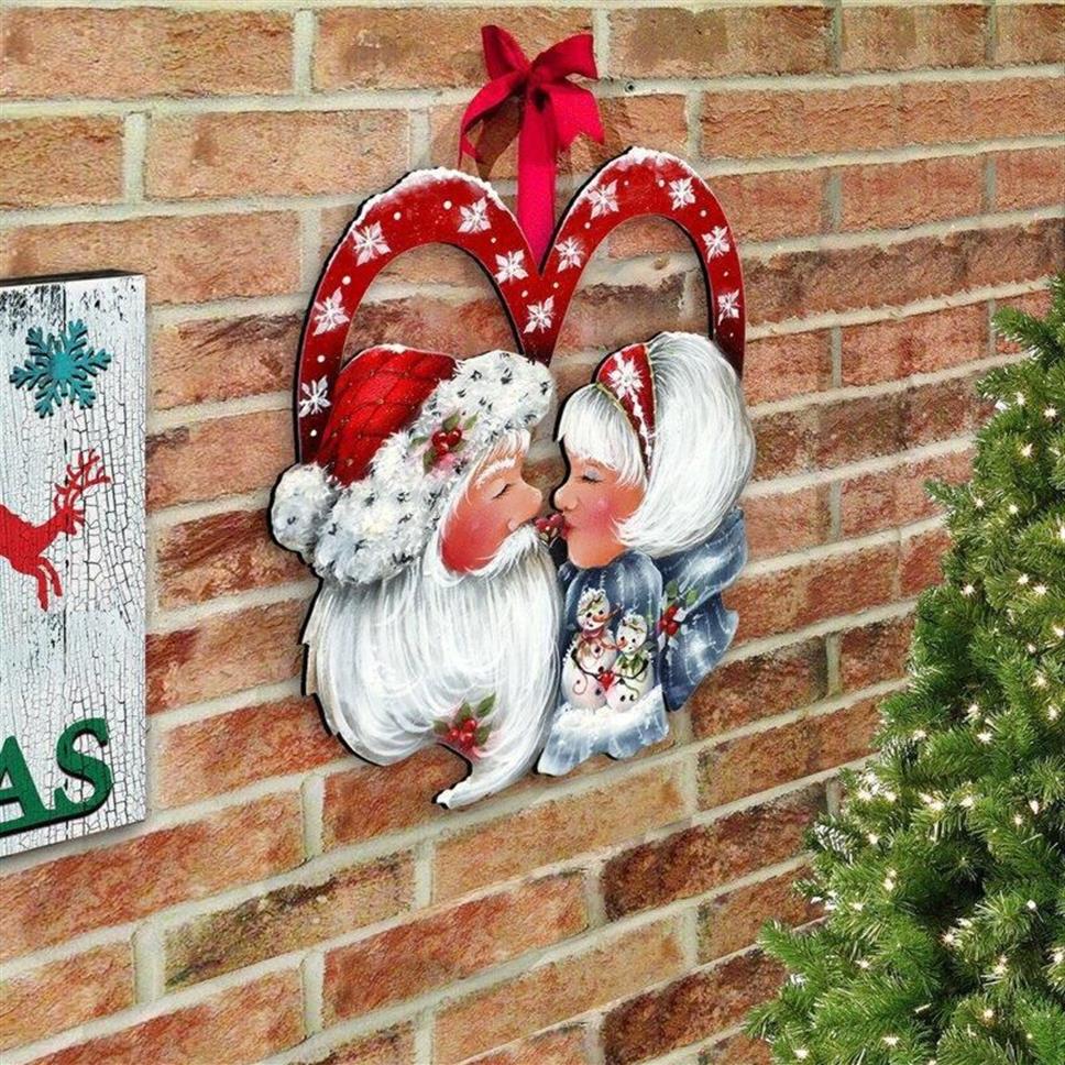 Decorações de Natal Amor de Papai Noel Festivo Grinalda Decoração Painel de Porta Janela Cabide Vermelho para Home269o
