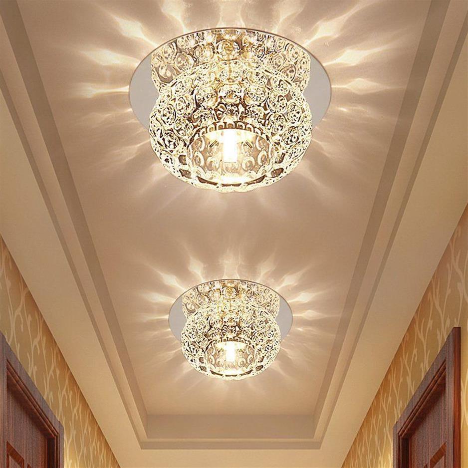 Plafonniers en cristal à bulles LED lampe d'allée projecteur salon couloir entrée Downlight en acier inoxydable Base de miroir plafond 305r