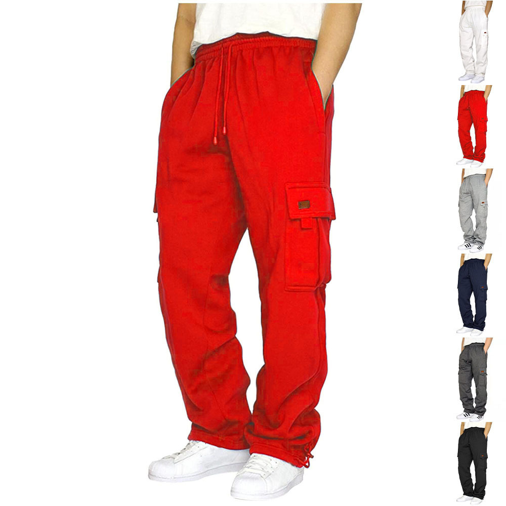 Multi fickor män svettbyxor avslappnade män som kör byxor sport fotboll joggar dragkammare tjock streetwear casual utomhusutbildningsbyxor för mäns lastbyxor m-5xl