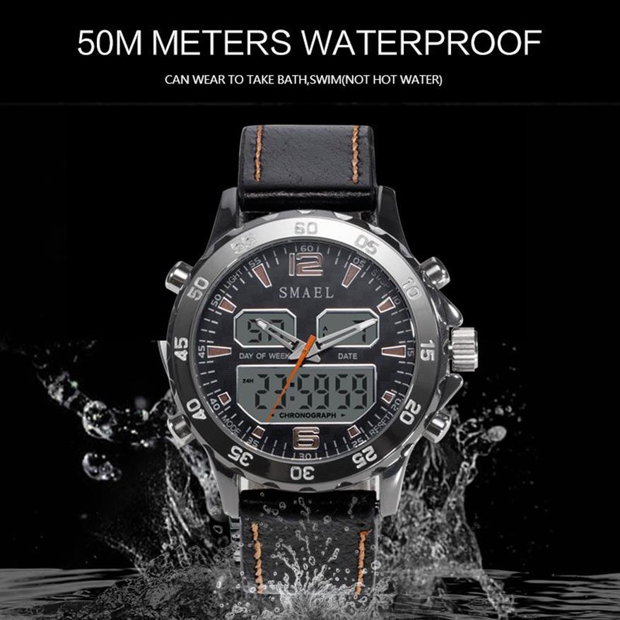 Sport Horloges Waterdicht Echt Dual Display Quartz HorlogesCool Man Klok Mode Slimme Digitale Horloge LED Mannen 1281240s