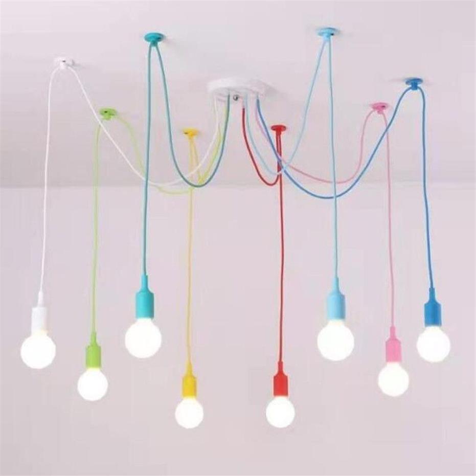 Art coloré suspension moderne bricolage Design lampe suspendue araignée lustre E27 pendentifs lampes décoration intérieure Lights2310