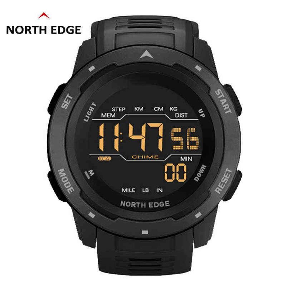 NORTH EDGE Mannen Digitaal Horloge Heren Sporthorloges Dual Time Stappenteller Wekker Waterdicht 50M Digitaal Horloge Militaire Clock293j