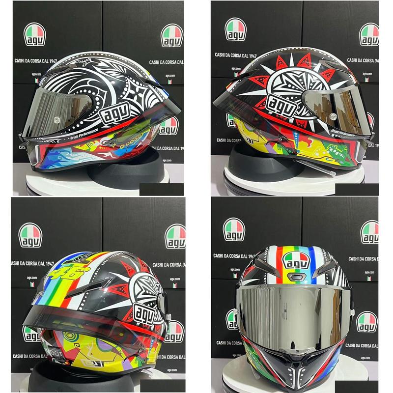 Motorcycle Helmets Agv Motocross Motorcycle Helmet Pista Gp Rr Italian Carbon Fiber Fl Running Seasonal Limited Edition World Title Di Otwfs