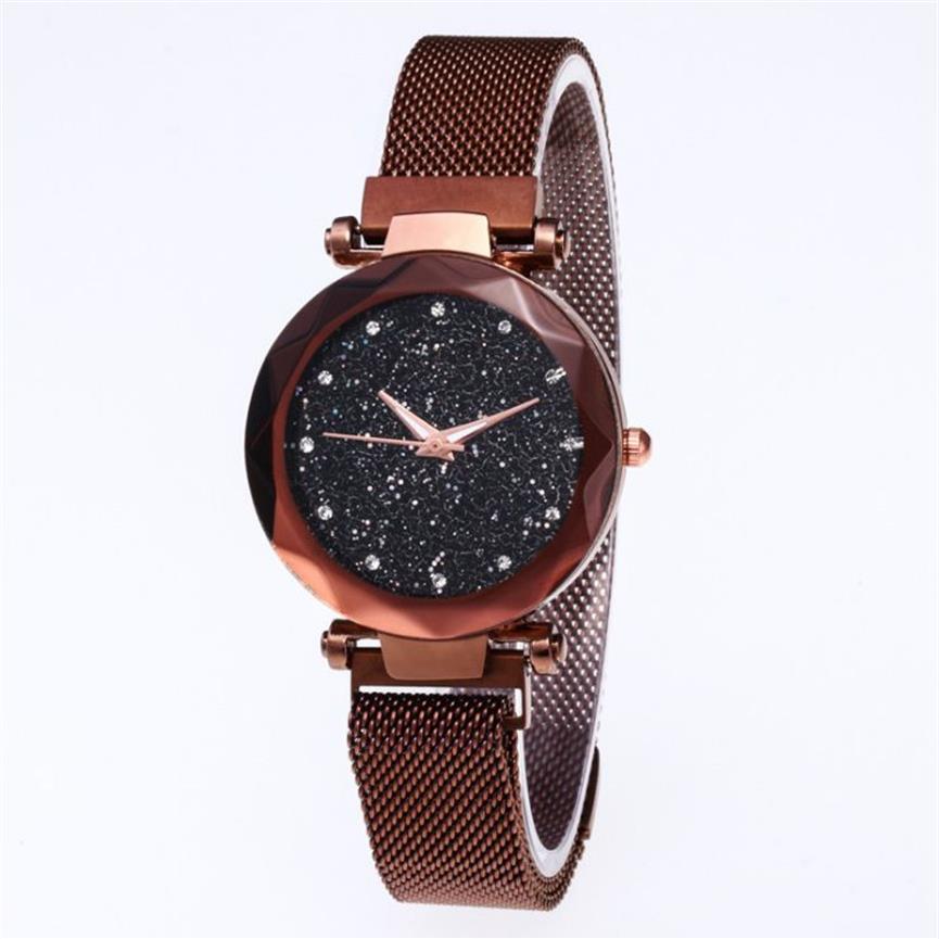 Högkvalitet Diamond Starry Sky Beautiful Quartz Womens Watch Ladies Watches Fahsion Woman Casual Wristwatches185f