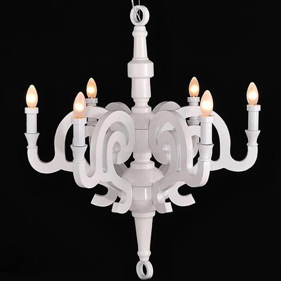 Ecolight Modern Wood Chandeliers 5 or 6 Lights E14 White or Black Painting Living Chandelier Light Lamp Lighting288n