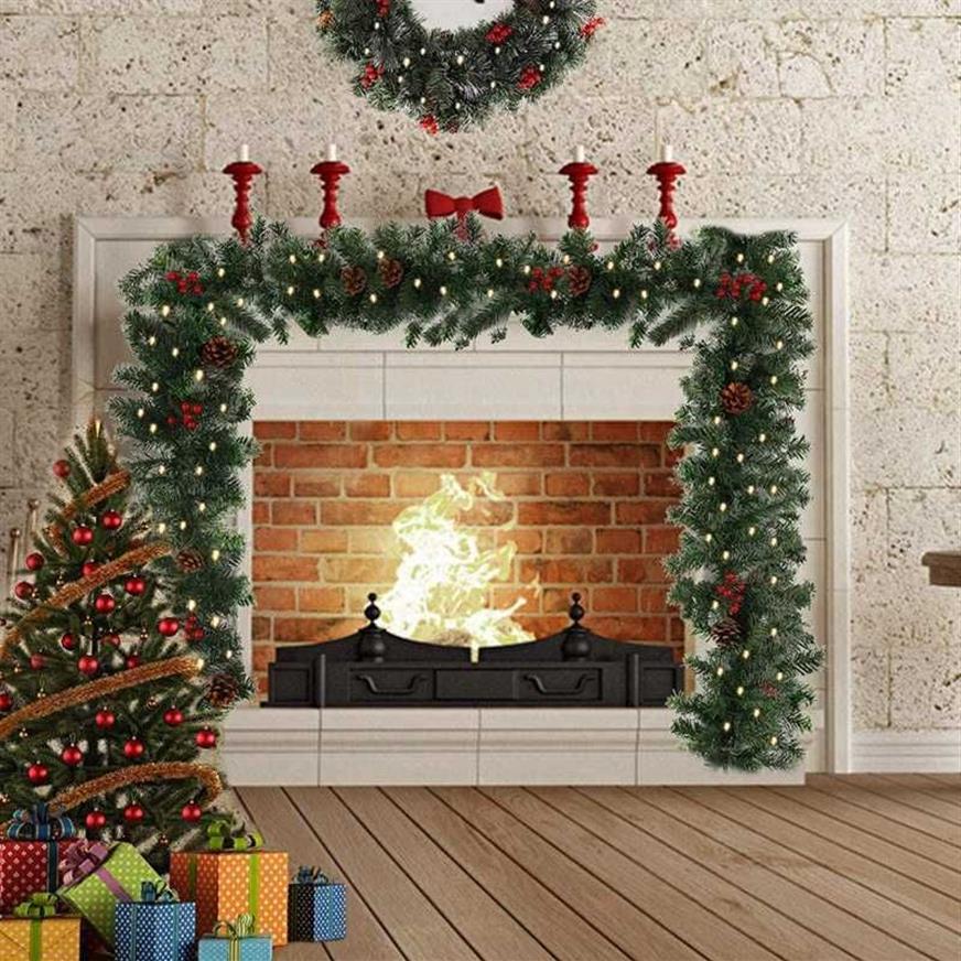 Big deal Christmas Garland Decoration for Stairs Fireplace Fir Pine Indoor&Outdoor Xmas Tree with LED Light1 8M H0924292h