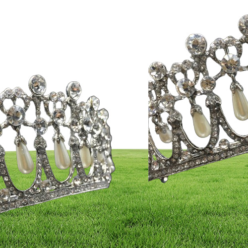 Classic Princess Crown Crystal Pearl Bridal Wedding Tiara Couronnes Accessoires de cheveux Bijoux RE3049 Y2007278066878