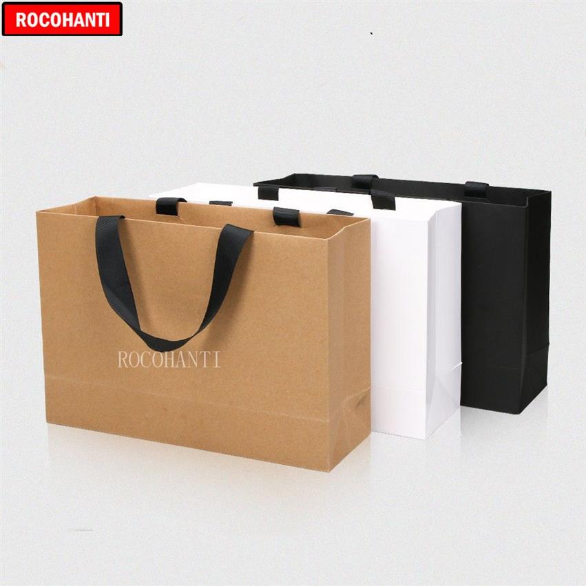 50x bolsa de compras de papel personalizado com alça de fita para roupas de embalagem de presente 200919291O