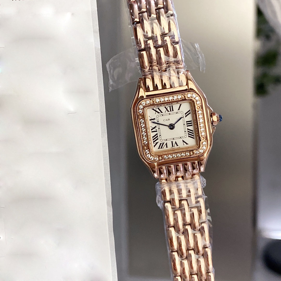 Women's quartz watch with diamond inlaid square surface design Roman digital fashion high quality watch