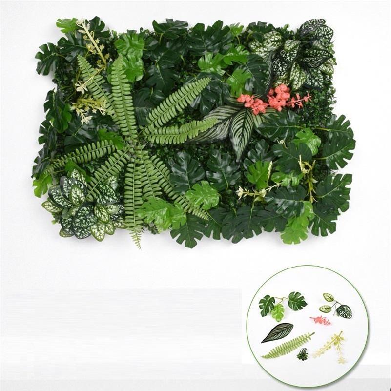 Green Monstera Artificial Boxwood Hedge Covers Fern Plants Wall Panel Leaf Fence Greenery Hanging Fake Plant Decor Decorative Flow272G