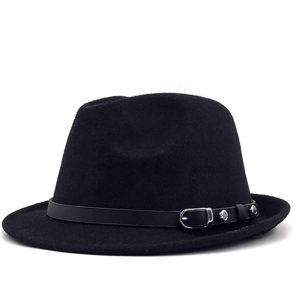 Brede Rand Hoeden Heren Winter Herfst Wit Feminino Vilten Fedora Hoed Voor Heren Wol Bowler Homburg Jazz Maat 56-58cm Scot22236h