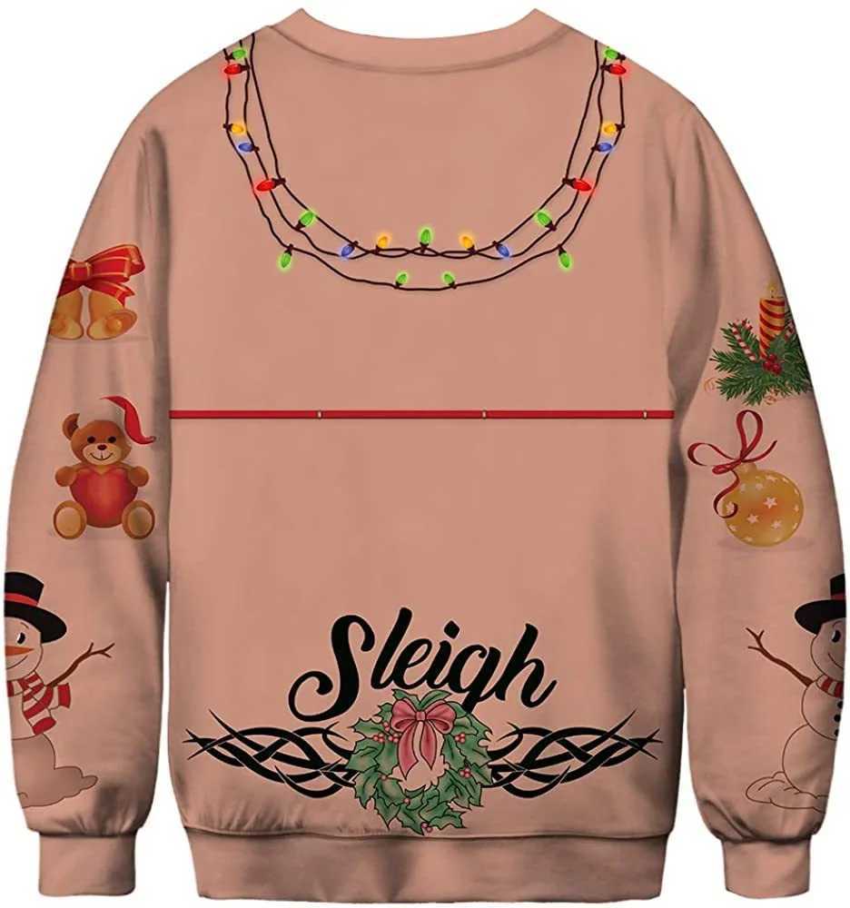 Sweats à capuche pour hommes Sweatshirts 2023 Laid Noël Pull Femmes Sweat Poitrine Cheveux Drôle Lâche Pull 3D Drôle Dessin Animé Cosplay Hiver Hauts Vêtements TopsL231122