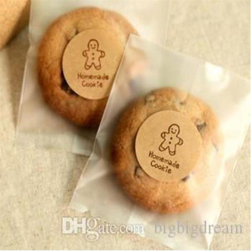 / Cellophane Gommage Cookie Sac de bonbons transparent pour cadeau Boulangerie Macaron Emballage en plastique Emballage Noël 4 tailles 256V