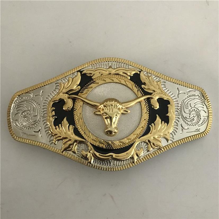 1 Stück große goldene Bullenkopf-Westerngürtelschnalle für Cintura Cowboy319f