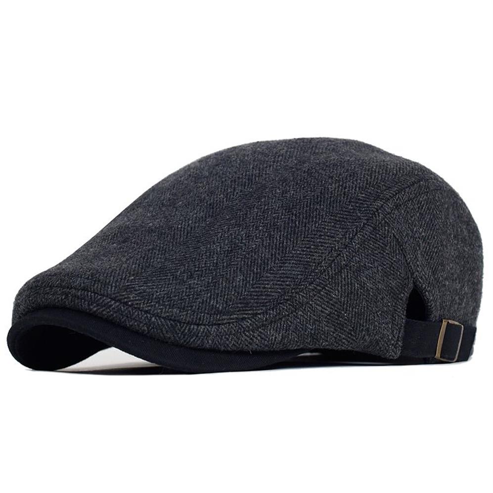 Berets tamanho grande sboy boné homens lã de inverno grosso quente vintage espinha de peixe casual listra boinas gatsby chapéu liso boné ajustável 296y