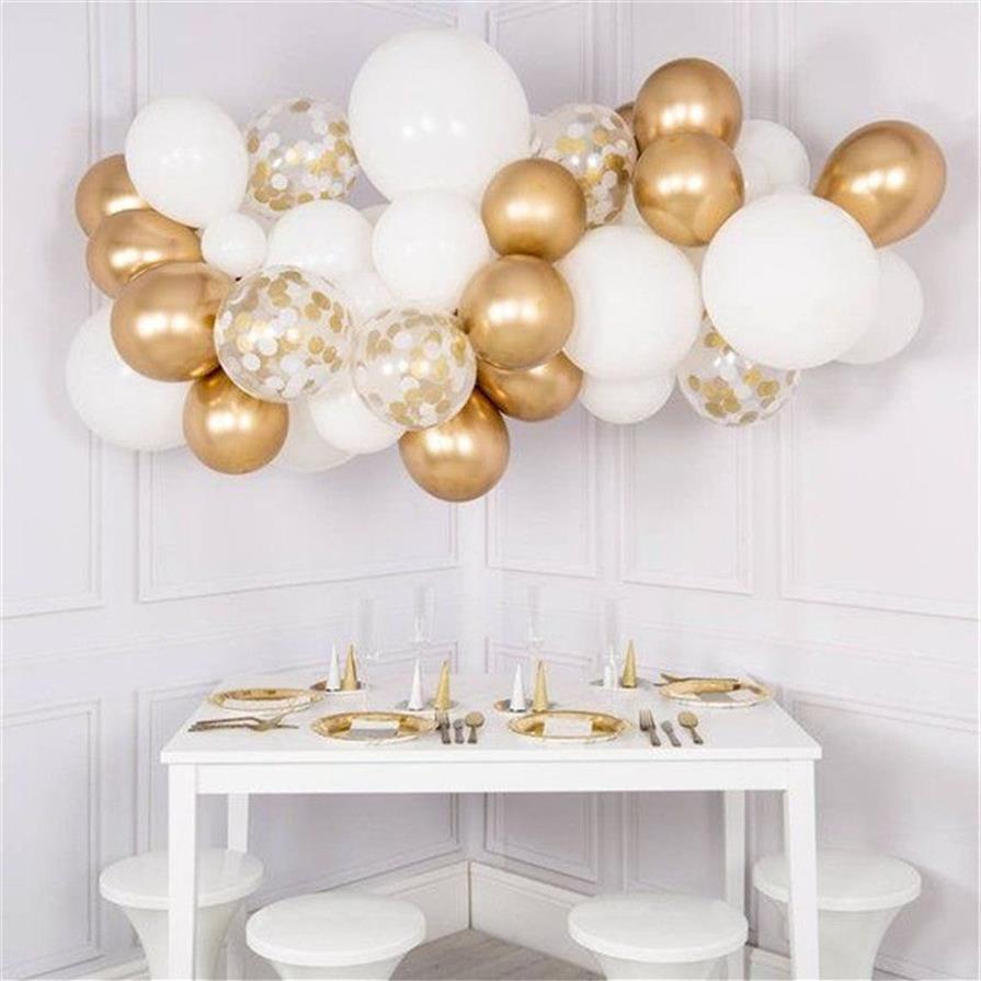 30st Mixed White Chrome Gold Confetti Balloons Birthday Party Decoration Kids Adult Air Ball Graduation Party Globos Balloons T202270