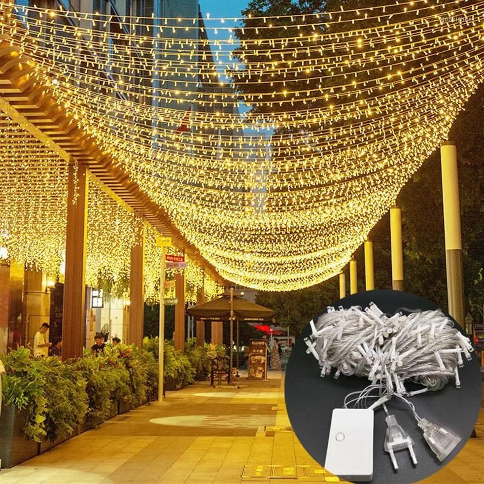 Strängar LED Icicle String Lights Christmas Fairy Garland Street Lamp Outdoor Home For Wedding Party Curtain Garden DIY DECORATION296T