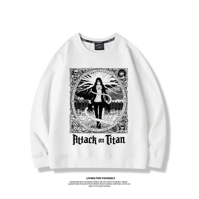 Attack på titan anime kringutrustning japansk tvådimensionell allen höst lös långärmad huva löst crewneck tröja