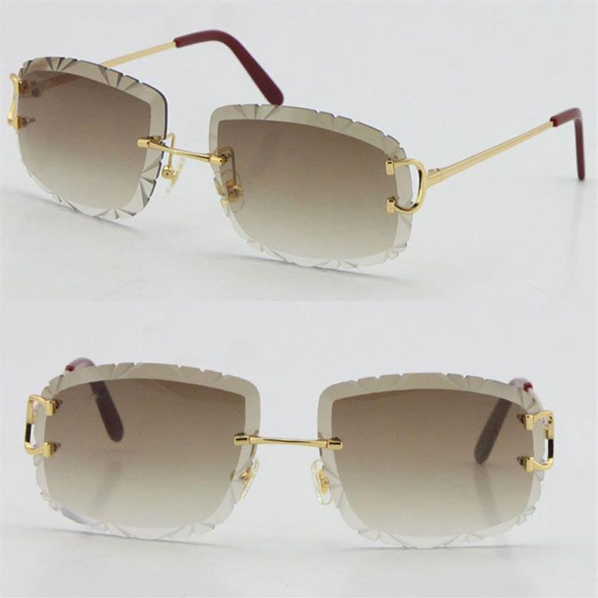 piccadilly irregular frameless diamond cut lens Sunglasses women or Man Unisex Rimless Carved outdoors driving glasses fashion Eye321e