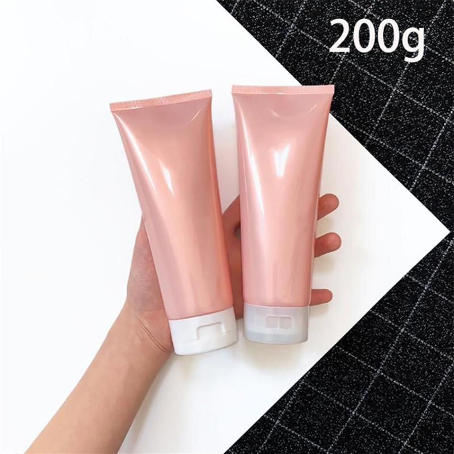 Bouteille souple en plastique rose de 200g, rechargeable, pour maquillage cosmétique, Lotion pour le corps, shampoing, bouteilles à presser, vides 229c, 200g