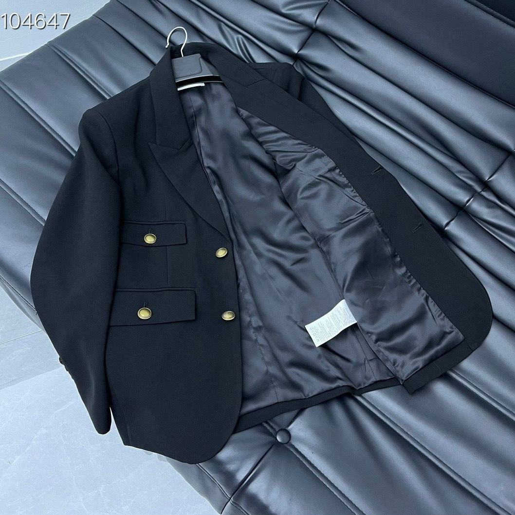 Veste blazer de styliste pour femmes, manteau, vêtements de style académique, nouveau haut noir publié printemps automne