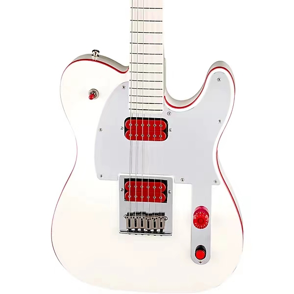 Red Kill Switch Arcade John 5 Ghosts White Electric Guitar Dual Red Body Binding Red Pickups Mirror PickGuard