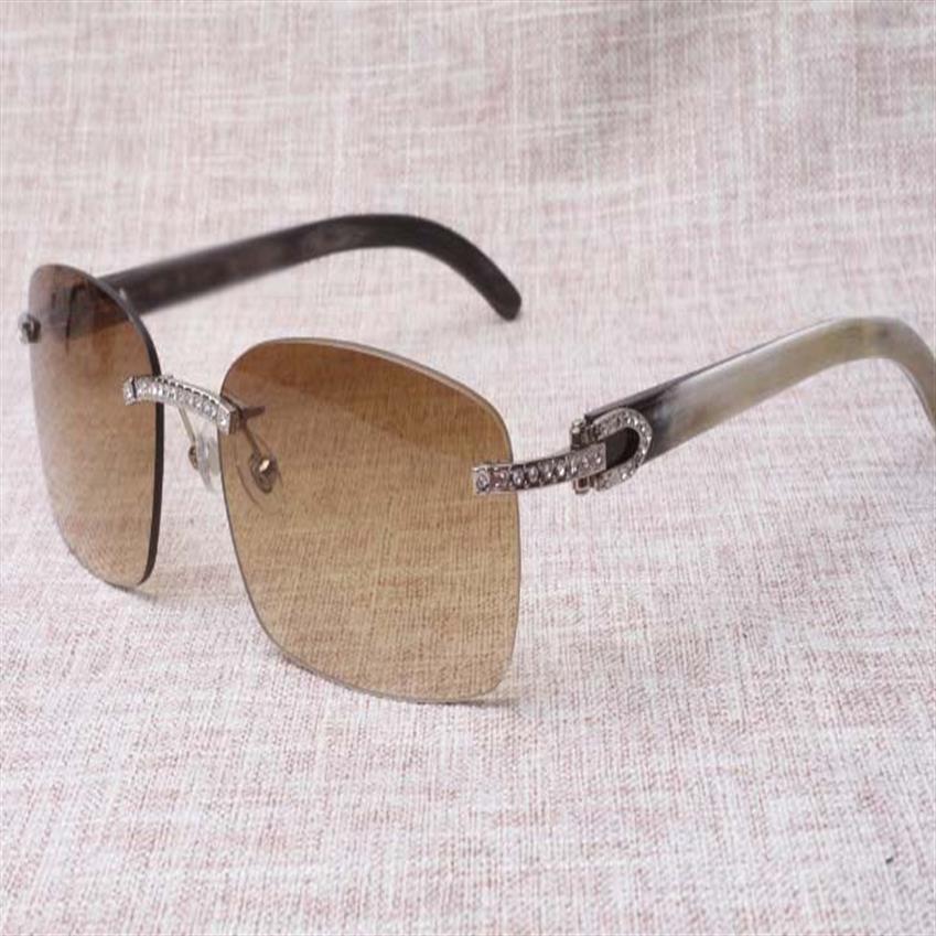 2019 fabricantes de alta calidad producen gafas de sol sin marco 8200759 gafas de diseño de diamantes únicas cuerno mixto rectangular len256v