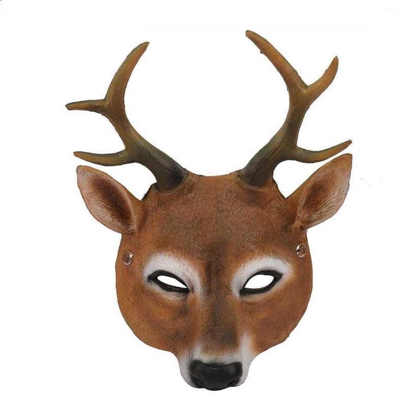 Masque de Cosplay en cuir PU, tête de cerf, fête d'halloween, Animal, carnaval, Cospaly réaliste X0803293j