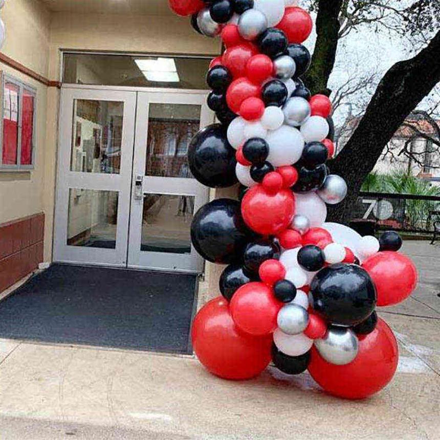 / set rouge noir blanc latex ballon guirlande arc kit 18 pouces chrome métal argent ballon de mariage fête d'anniversaire décor Suppl G0229V