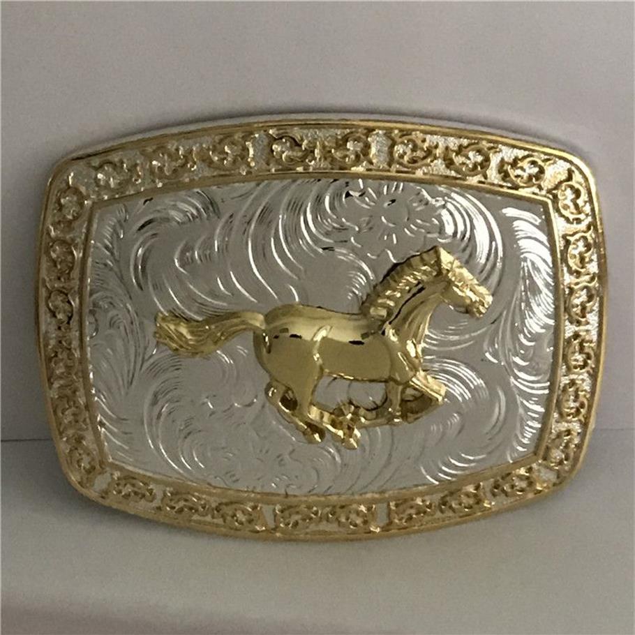 Golden Horse Western Cowboy Belt Buckle For Men Hebillas Cinturon Jeans Belt Head Fit 4cm Wide Belts3329