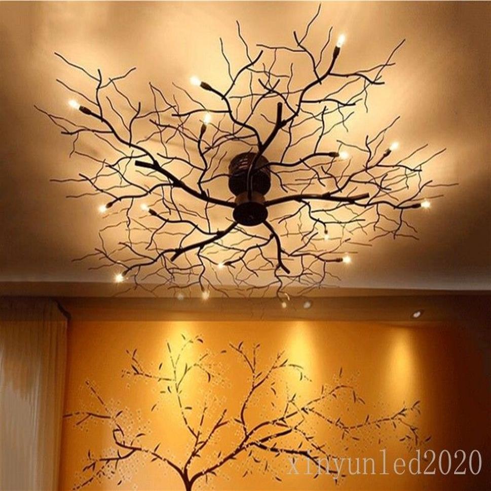 8 10 12 15 20 LED plafonniers branche de pays américain Lustre fer plafonnier salon décor à la maison luminaires211d