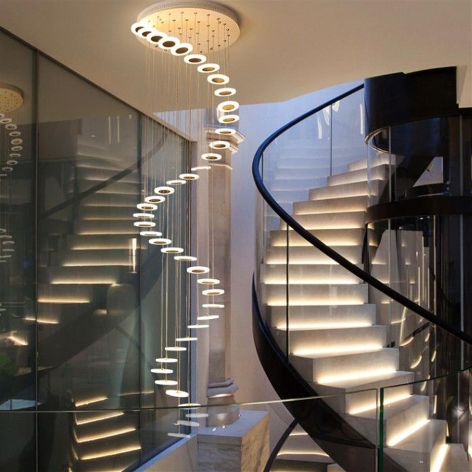 Duplex bâtiment longues lampes suspendues lustre led cage d'escalier rotative lampe de bar nordique Villa el personnalité créative LLFA290N