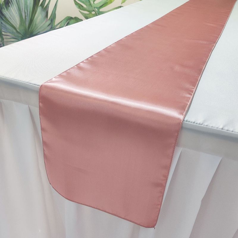 Solid Color Shiny Satin Banquet Wedding Table Runner Silk Ribbon Table Flags For Party Hotel Event Decoration 30*275cm