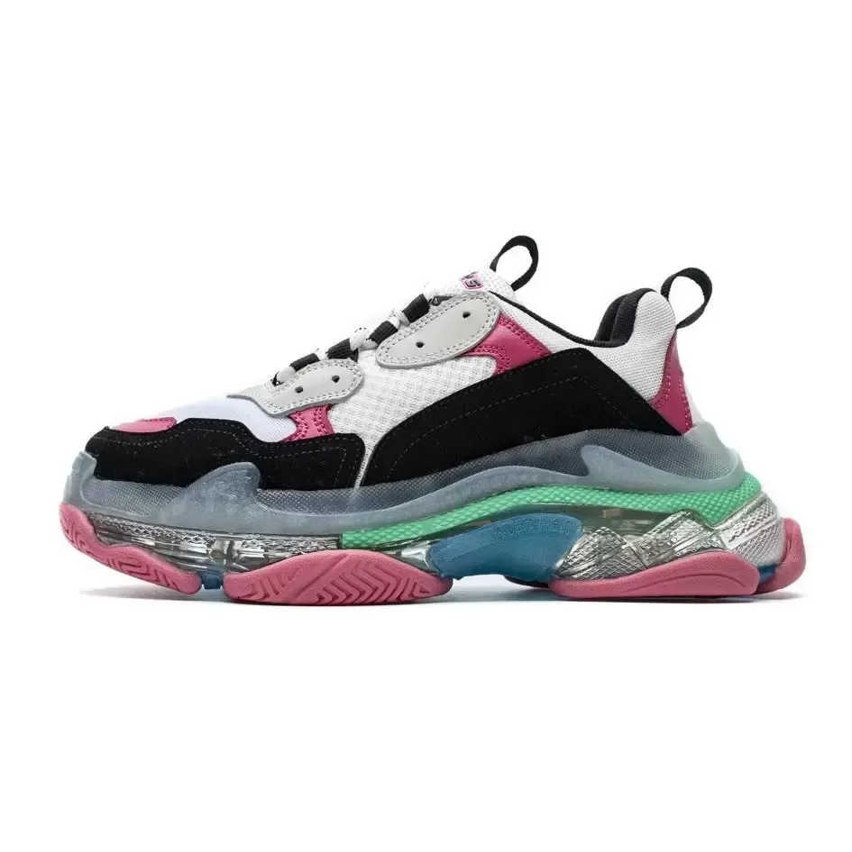 Designer triple s heren dames casual schoenen Dikke platform sneakers doorzichtige zool zwart wit grijs rood roze blauw groen Lichtbruin oreo heren trainers Tennissportschoenen